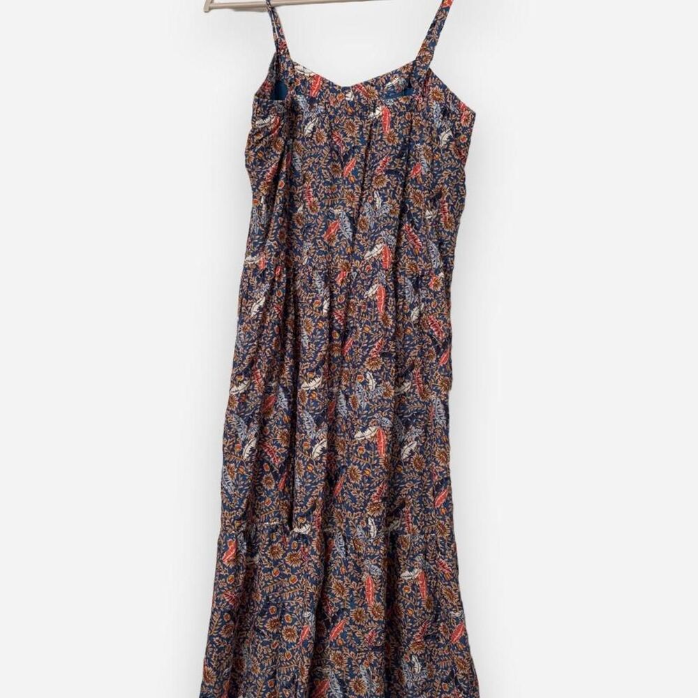 Knox-rose Women's Blue floral ruffle maxi dress w/ orange, white Dress